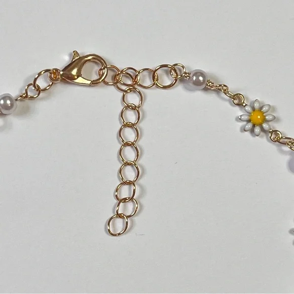 🛑SOLD🛑NEW Set of Two Floral Flower Boho Gold Tone Adjustable Ankle Bracelets - Picture 8 of 8